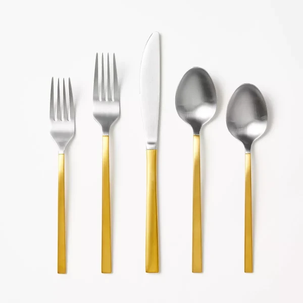 Kitchen Flatware Set Gold : Dishwasher Safe, Stainless Steel, 5-Piece Set