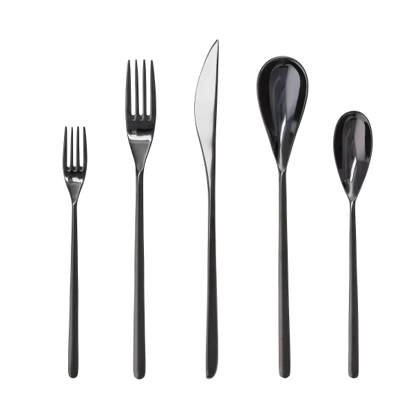 5pc Stainless Steel Dragonfly Silverware Set Black : Flatware Set, Matte Black, Service for 1
