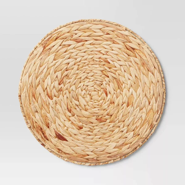 Water Hyacinth Charger Placemat : Round Off-White Table Decor, Traditional Style, 15" Diameter